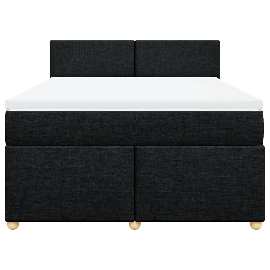 Boxspring met matras stof zwart 140x200 cm