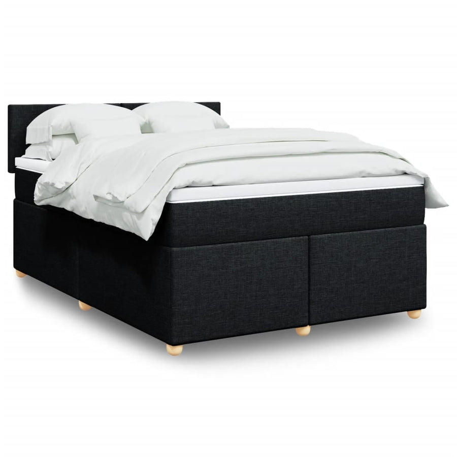 Boxspring met matras stof zwart 140x200 cm