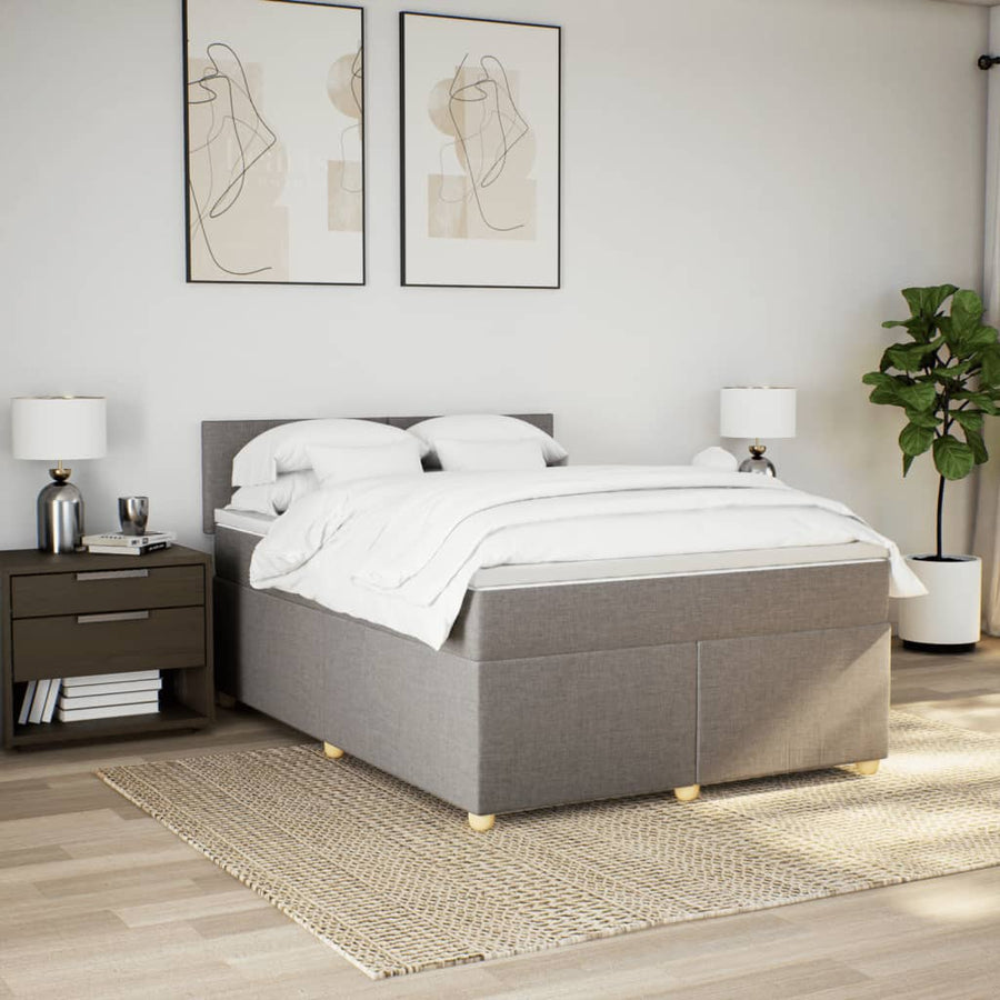 Boxspring met matras stof taupe 140x200 cm