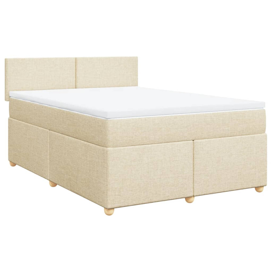 Boxspring met matras stof crèmekleurig 140x200 cm
