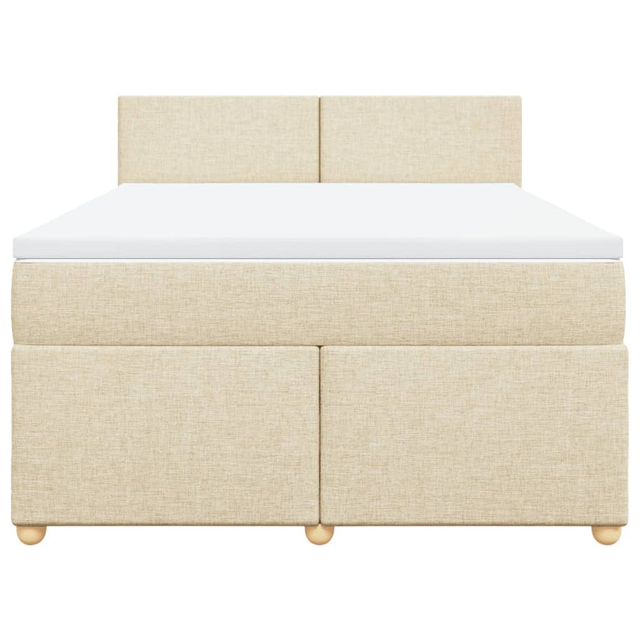 Boxspring met matras stof crèmekleurig 140x200 cm