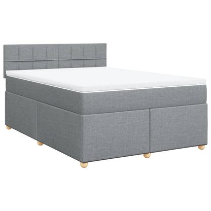 Boxspring met matras stof lichtgrijs 140x200 cm