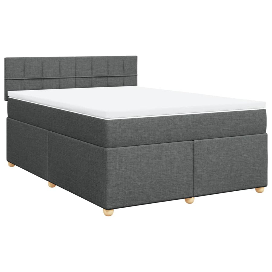 Boxspring met matras stof donkergrijs 140x200 cm