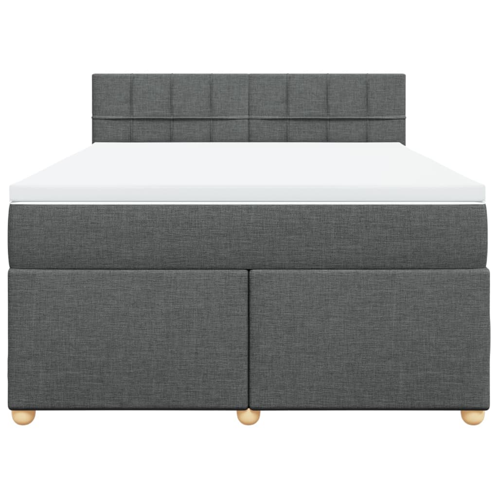 Boxspring met matras stof donkergrijs 140x200 cm
