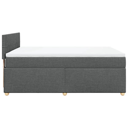 Boxspring met matras stof donkergrijs 140x200 cm
