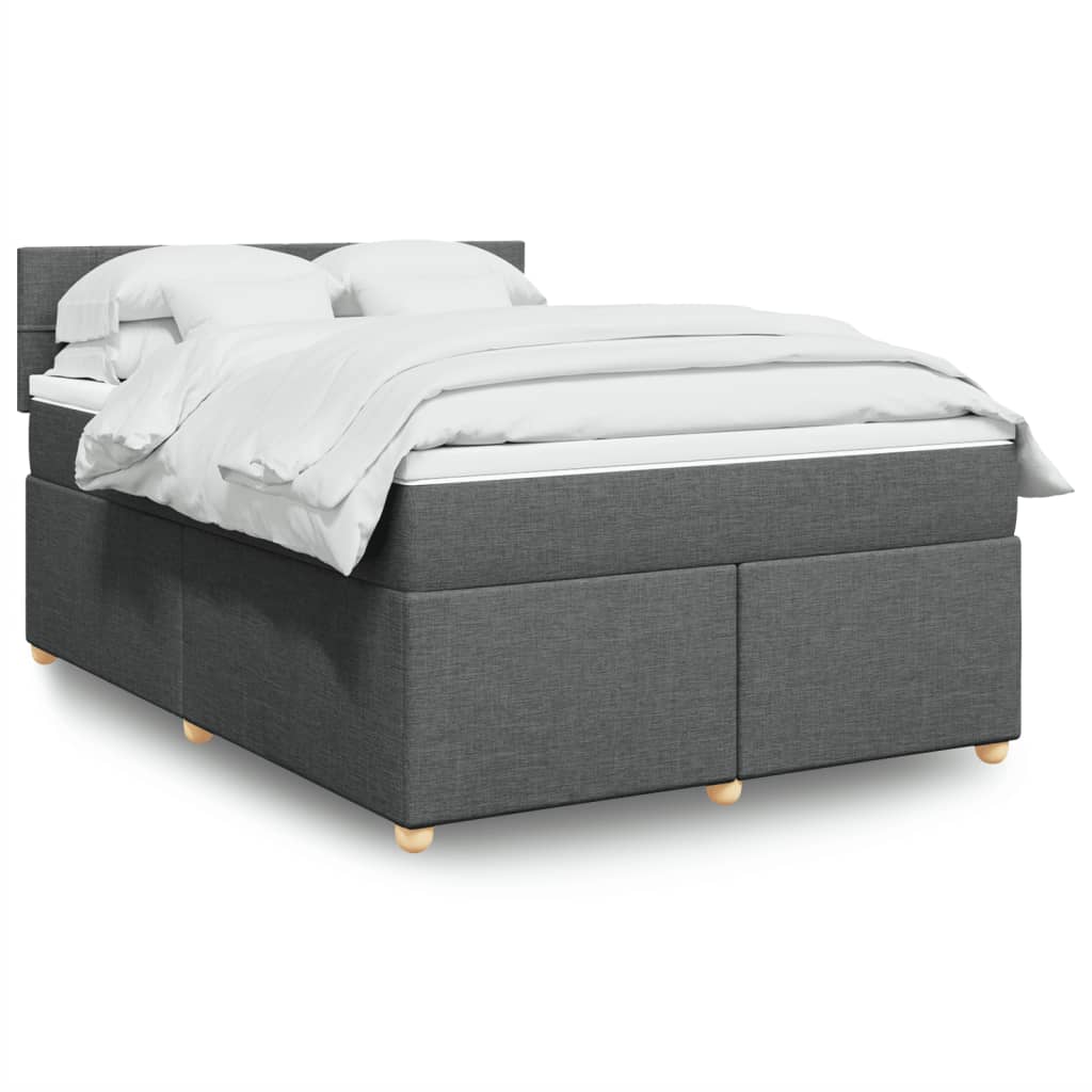 Boxspring met matras stof donkergrijs 140x200 cm