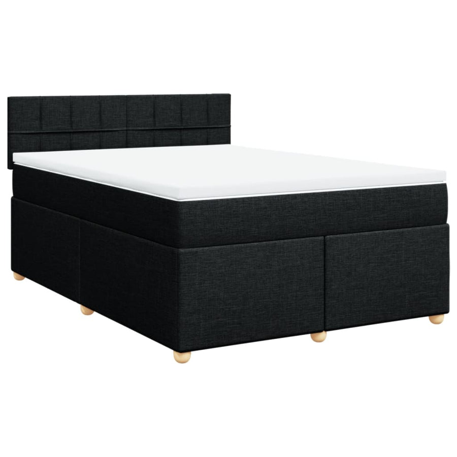 Boxspring met matras stof zwart 140x200 cm