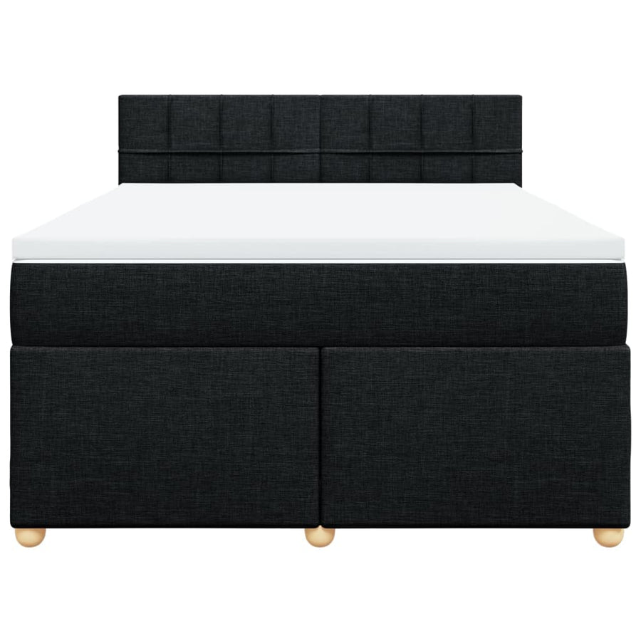 Boxspring met matras stof zwart 140x200 cm