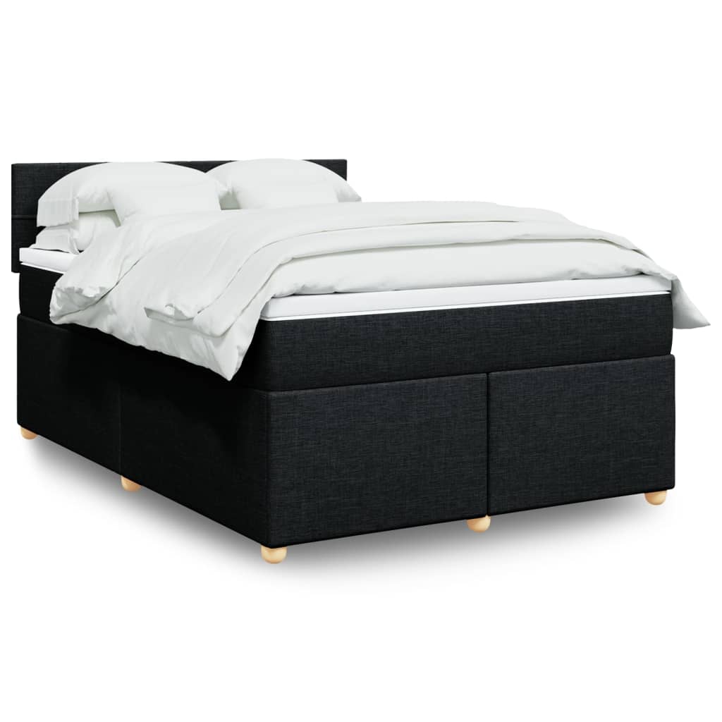 Boxspring met matras stof zwart 140x200 cm
