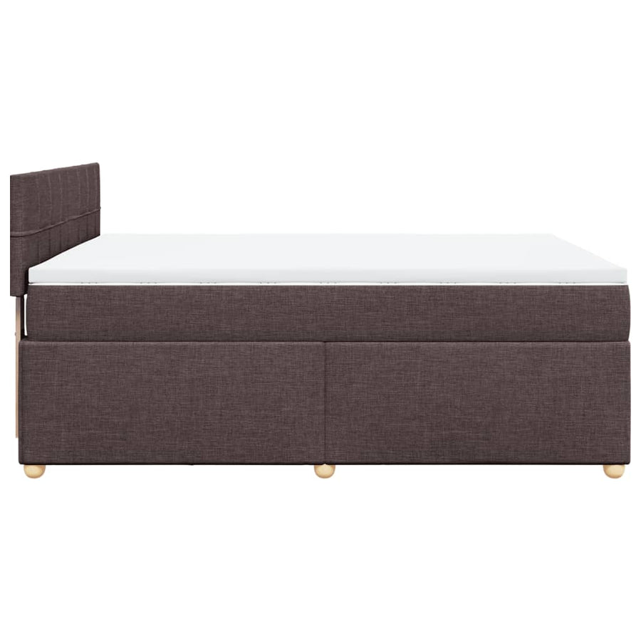 Boxspring met matras stof donkerbruin 140x200 cm