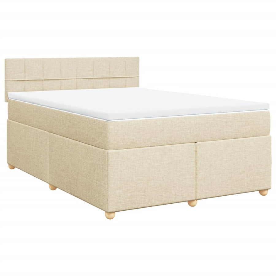 Boxspring met matras stof crèmekleurig 140x200 cm