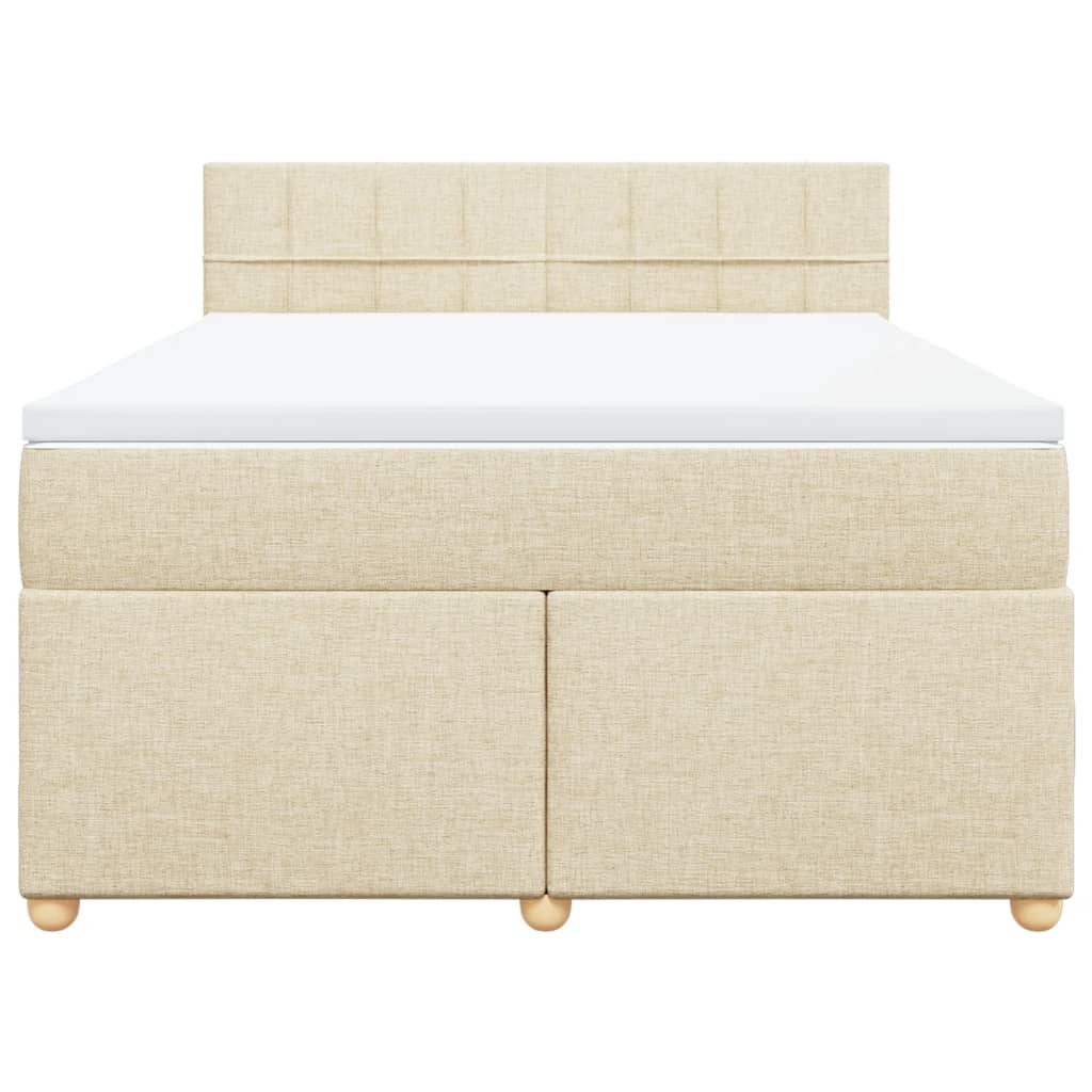 Boxspring met matras stof crèmekleurig 140x200 cm