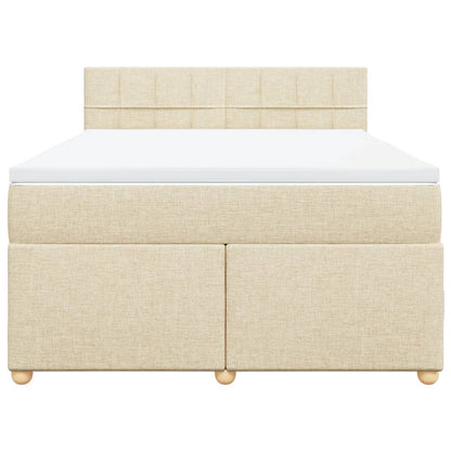 Boxspring met matras stof crèmekleurig 140x200 cm