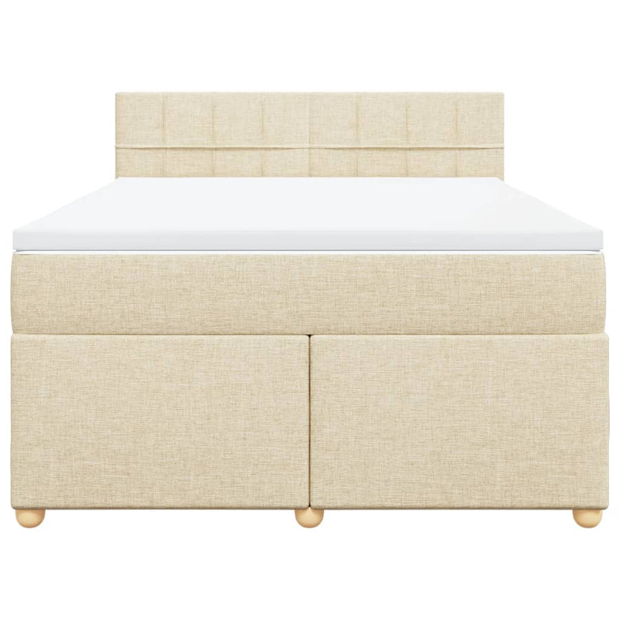 Boxspring met matras stof crèmekleurig 140x200 cm