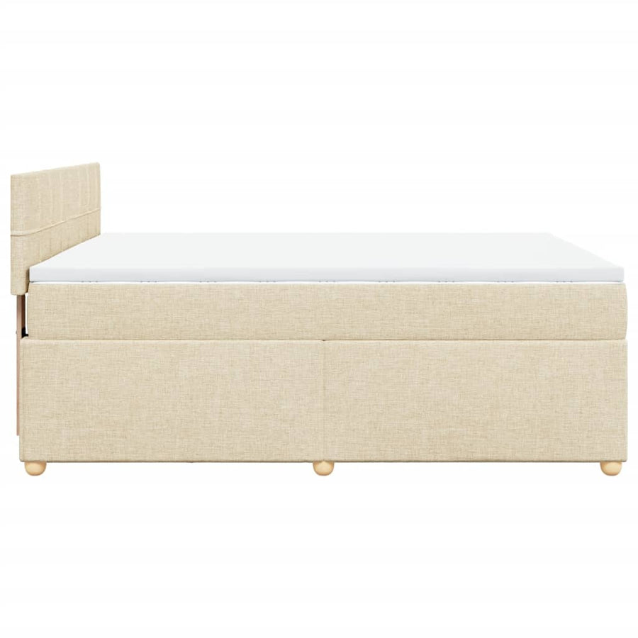 Boxspring met matras stof crèmekleurig 140x200 cm