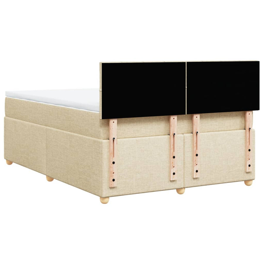 Boxspring met matras stof crèmekleurig 140x200 cm