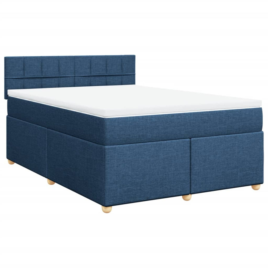 Boxspring met matras stof blauw 140x200 cm