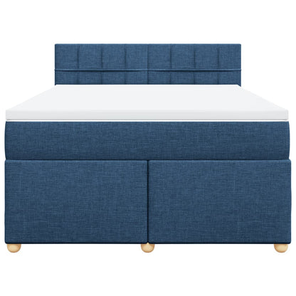 Boxspring met matras stof blauw 140x200 cm