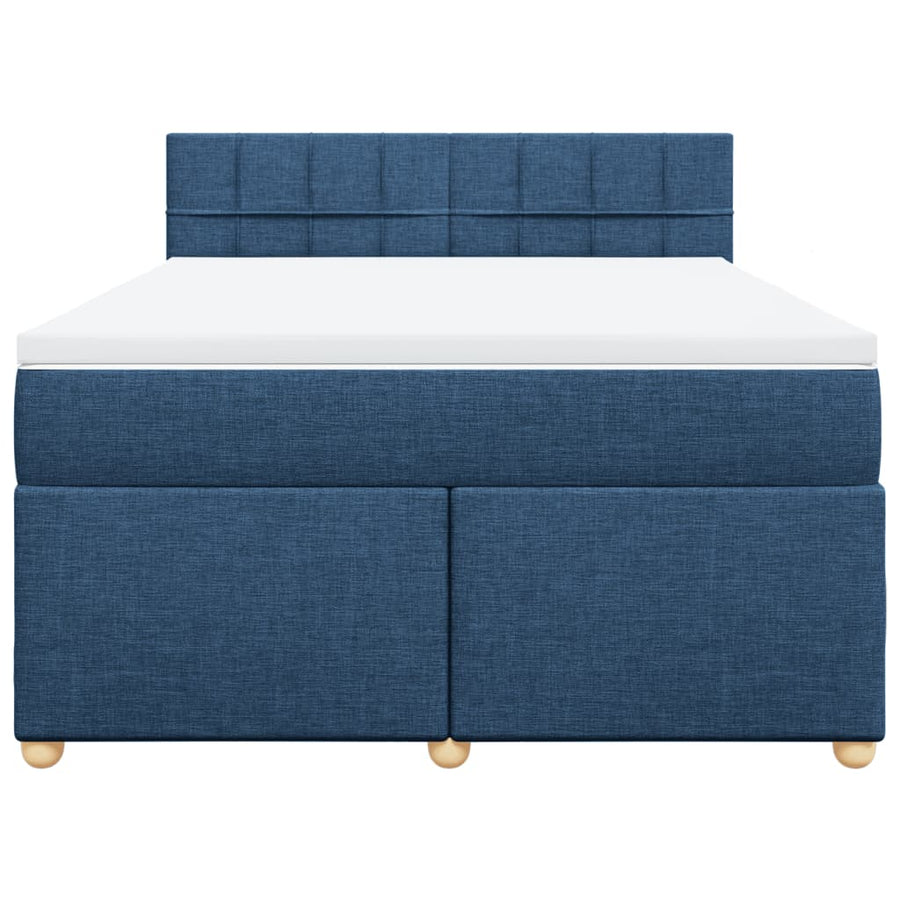 Boxspring met matras stof blauw 140x200 cm