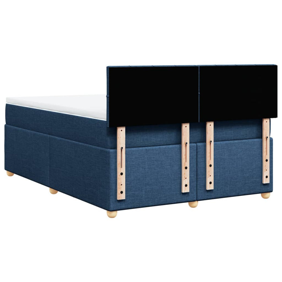 Boxspring met matras stof blauw 140x200 cm