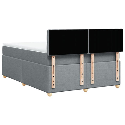 Boxspring met matras stof lichtgrijs 140x200 cm