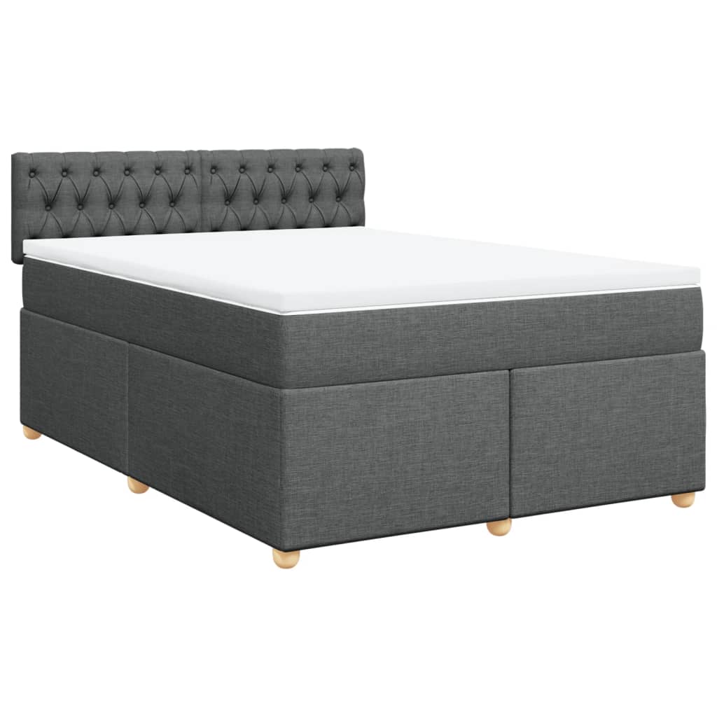 Boxspring met matras stof donkergrijs 140x200 cm