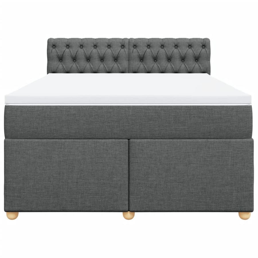 Boxspring met matras stof donkergrijs 140x200 cm
