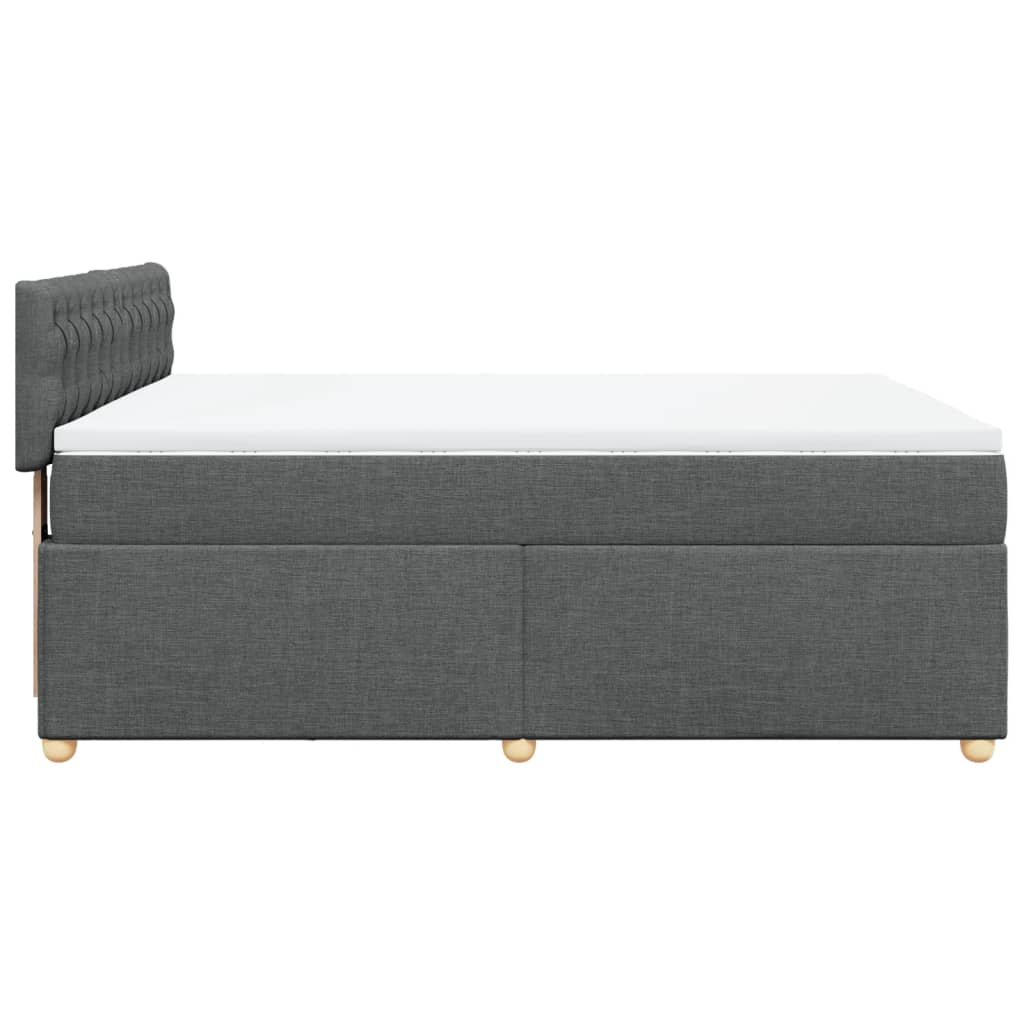 Boxspring met matras stof donkergrijs 140x200 cm