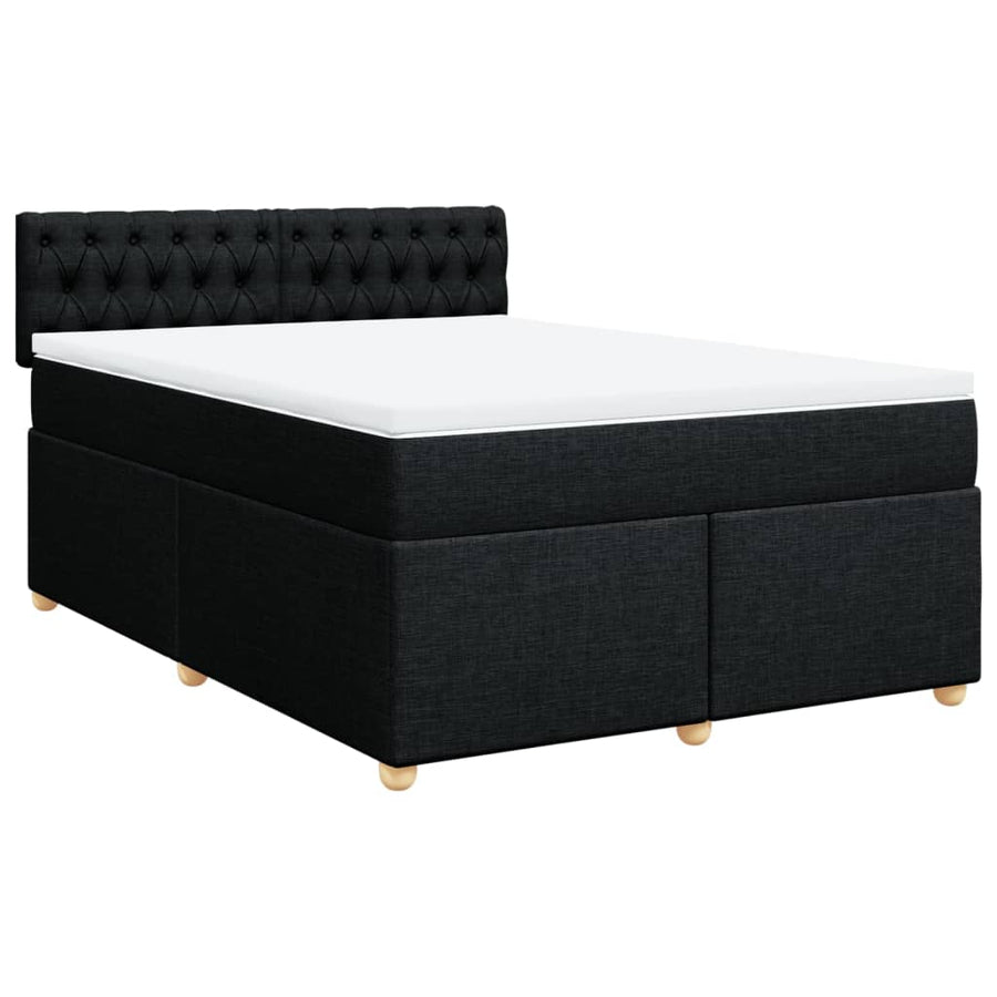 Boxspring met matras stof zwart 140x200 cm