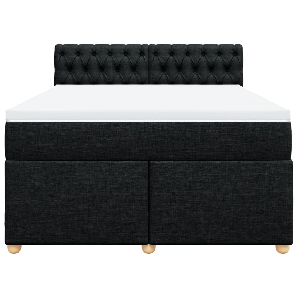 Boxspring met matras stof zwart 140x200 cm