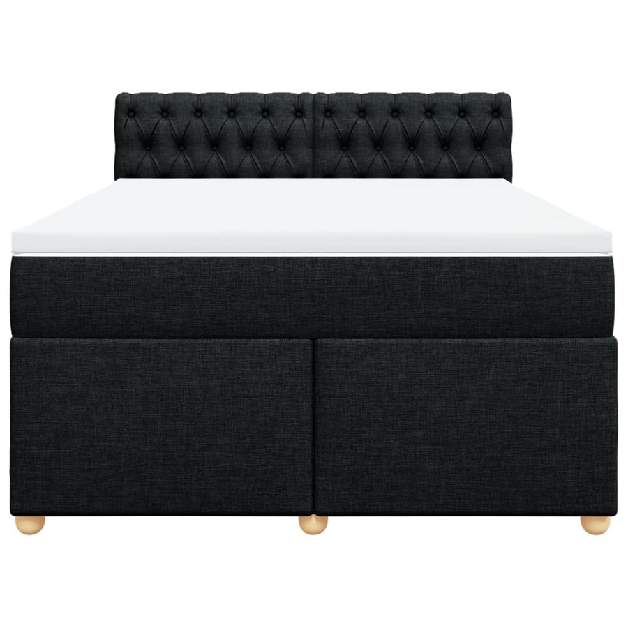 Boxspring met matras stof zwart 140x200 cm