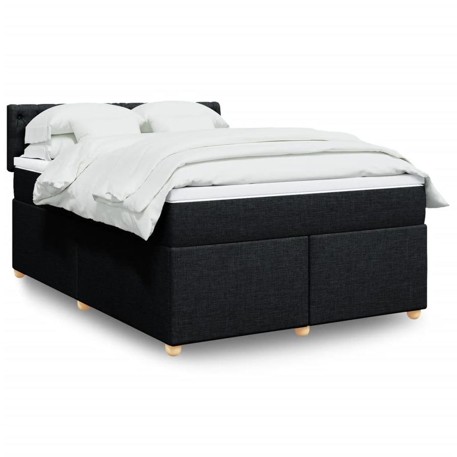 Boxspring met matras stof zwart 140x200 cm