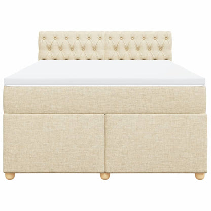Boxspring met matras stof crèmekleurig 140x200 cm