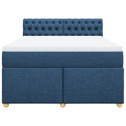 Boxspring met matras stof blauw 140x200 cm