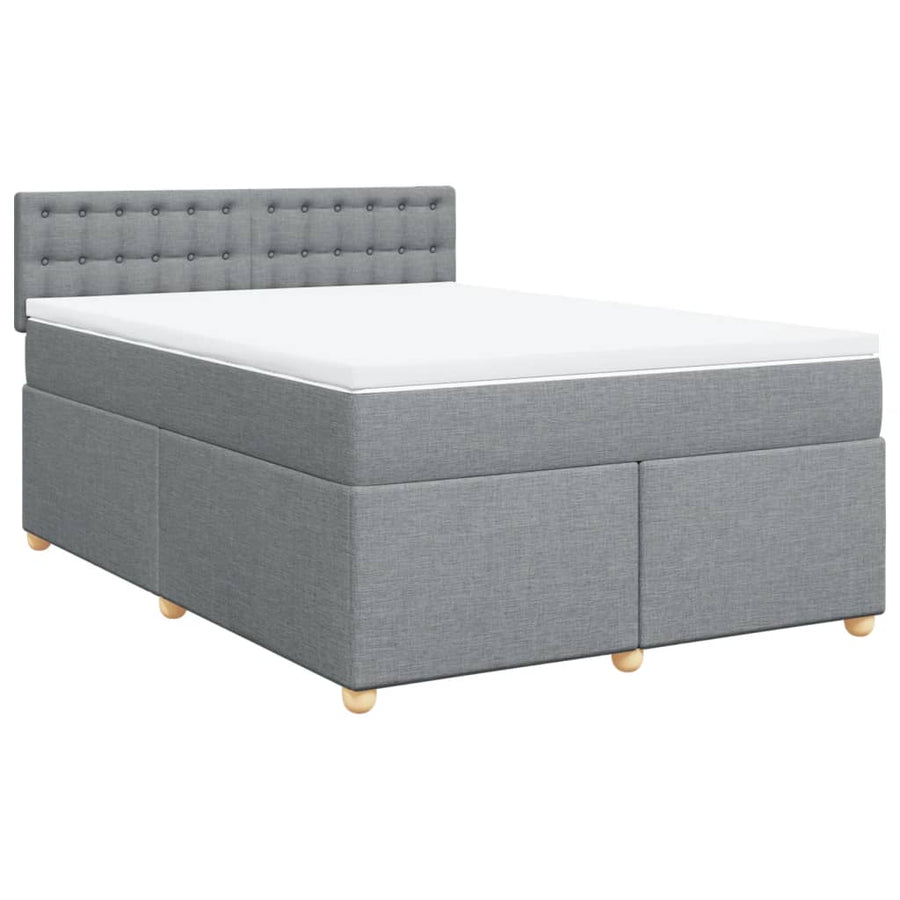 Boxspring met matras stof lichtgrijs 140x200 cm
