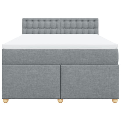 Boxspring met matras stof lichtgrijs 140x200 cm