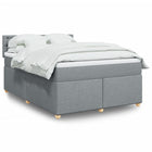 Box spring with light grey fabric mattress 140x200 cm