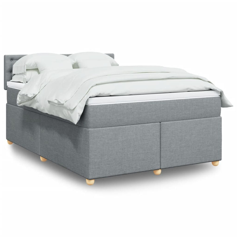 Boxspring met matras stof lichtgrijs 140x200 cm