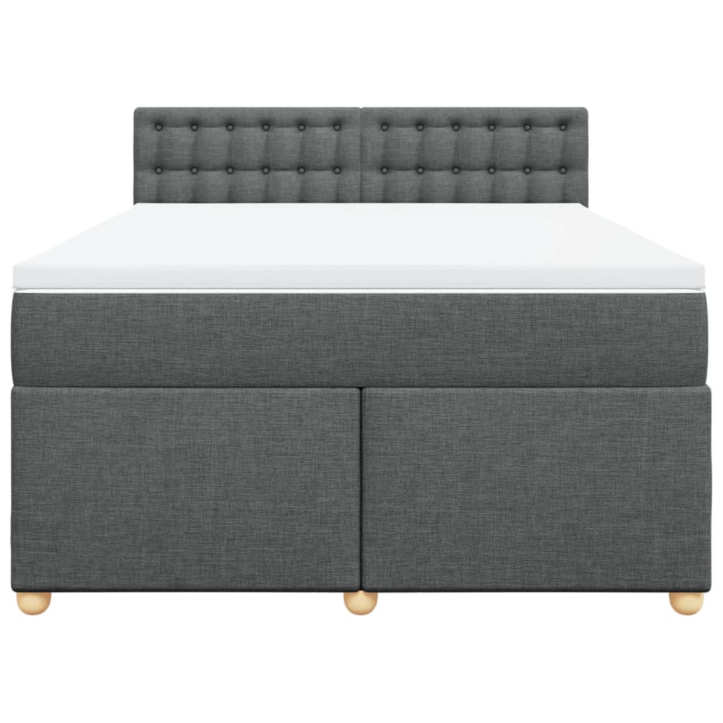 Boxspring met matras stof donkergrijs 140x200 cm