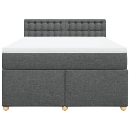 Boxspring met matras stof donkergrijs 140x200 cm