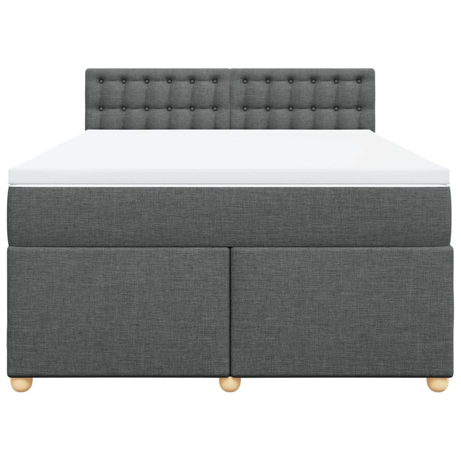 Boxspring met matras stof donkergrijs 140x200 cm