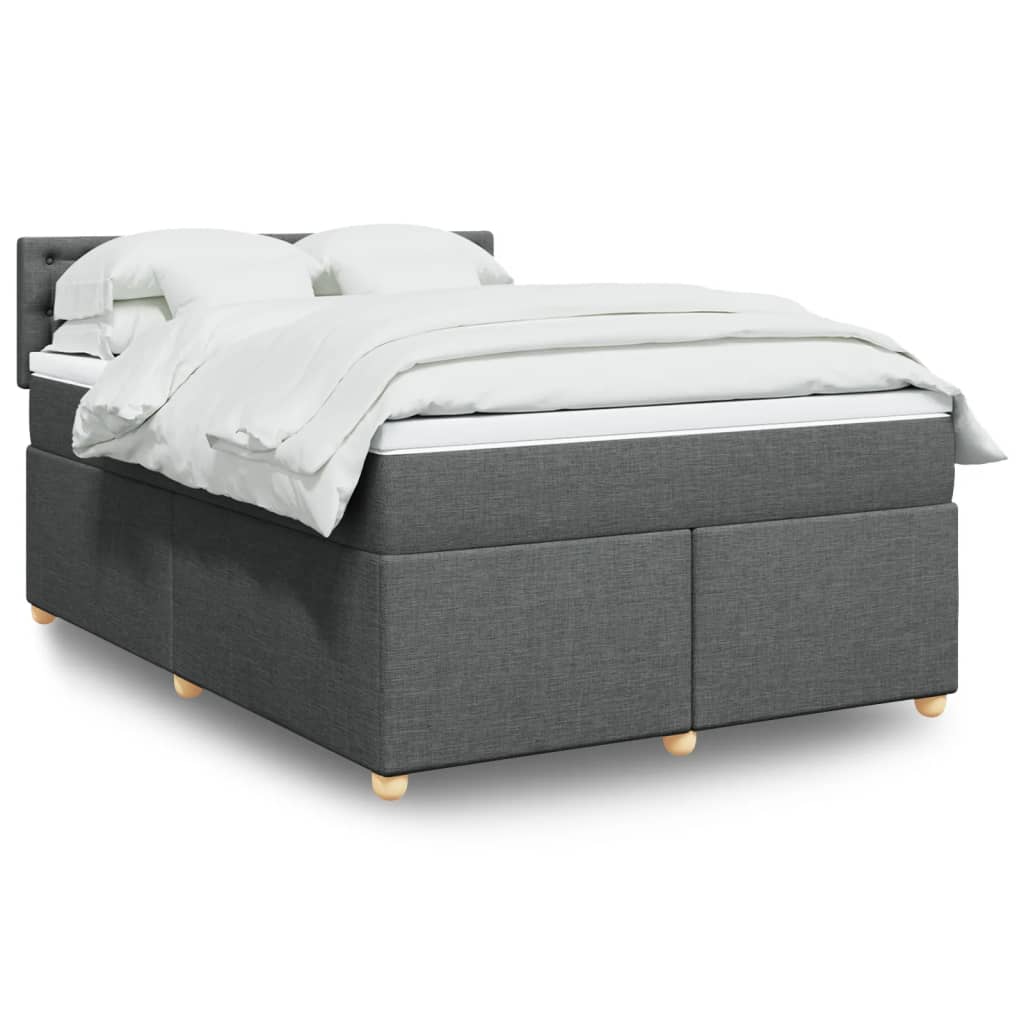 Boxspring met matras stof donkergrijs 140x200 cm