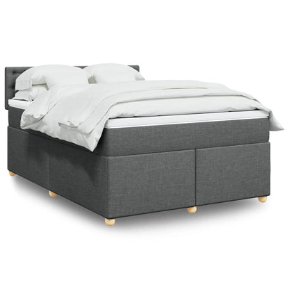 Boxspring met matras stof donkergrijs 140x200 cm