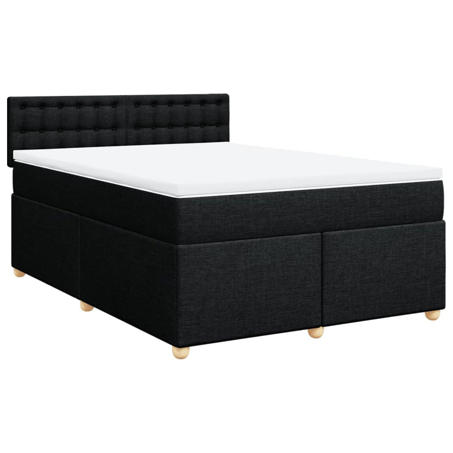 Boxspring met matras stof zwart 140x200 cm