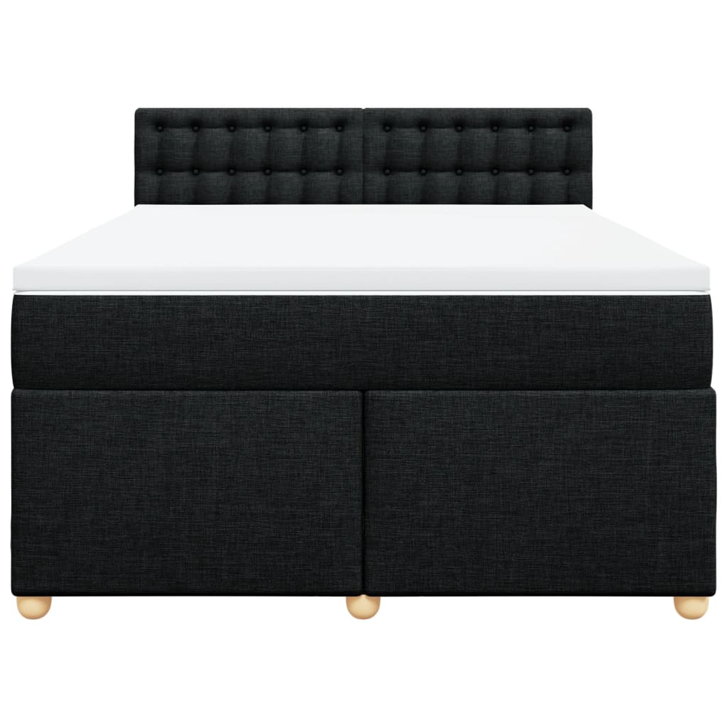 Boxspring met matras stof zwart 140x200 cm