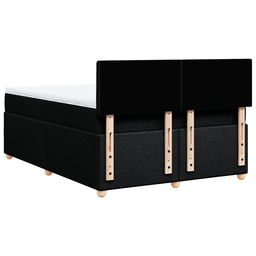 Boxspring met matras stof zwart 140x200 cm