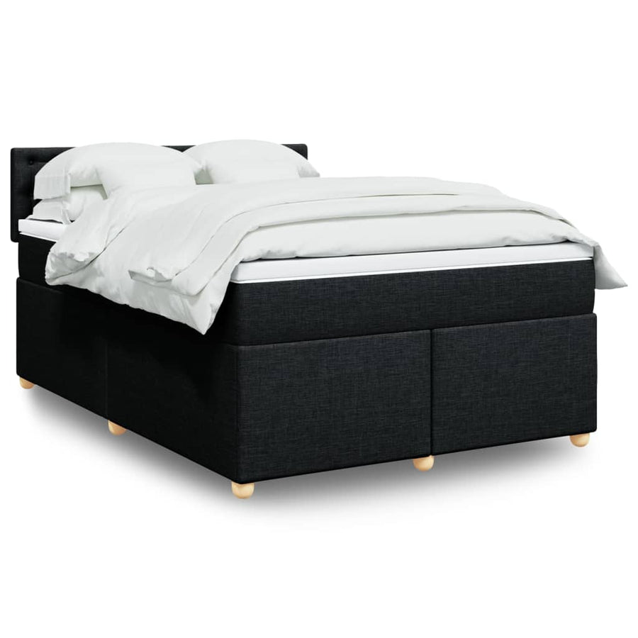 Boxspring met matras stof zwart 140x200 cm