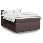Box spring bed with dark brown fabric mattress 140x200 cm