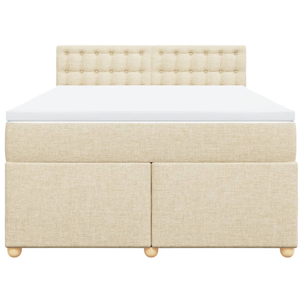 Boxspring met matras stof crèmekleurig 140x200 cm