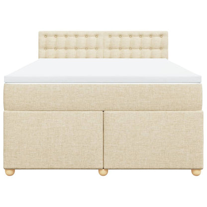 Boxspring met matras stof crèmekleurig 140x200 cm